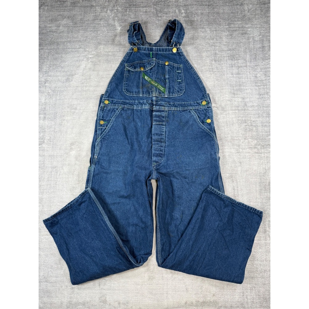 Key Imperial Overalls Mens 40x30 Blue Denim Bib Workwear Made in USA Aristocrat